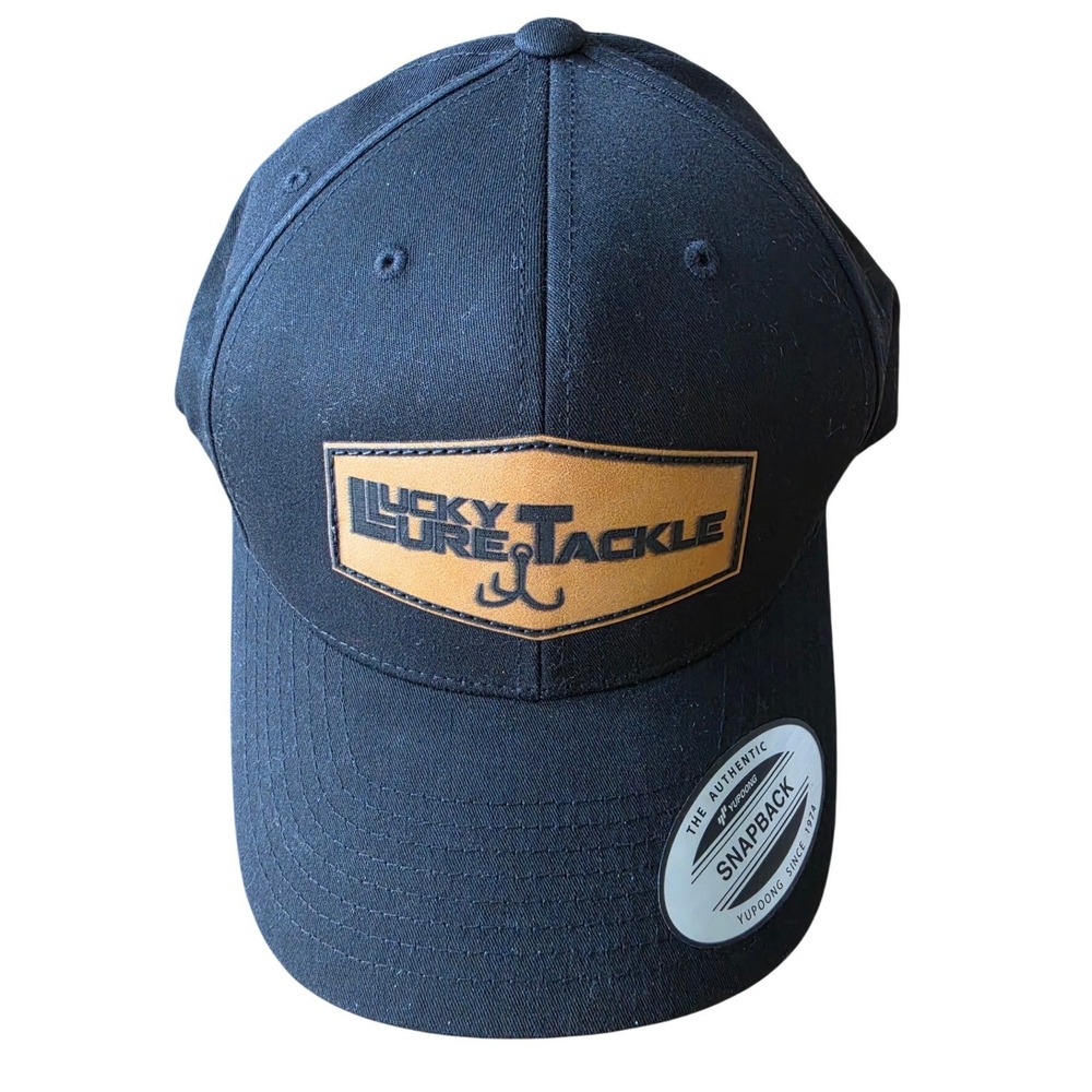 Lucky Lure Tackle Yupoong Snapback‎ Hat Black Fishing Patch Cap Mens OSFA